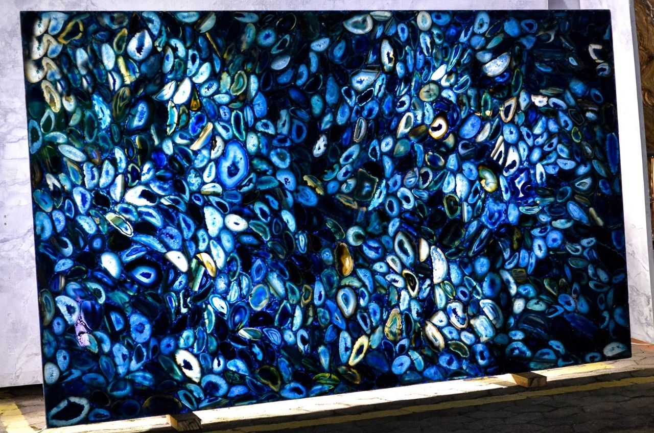 Blue Agate Backlit Translucent Slabs at Royal Stone